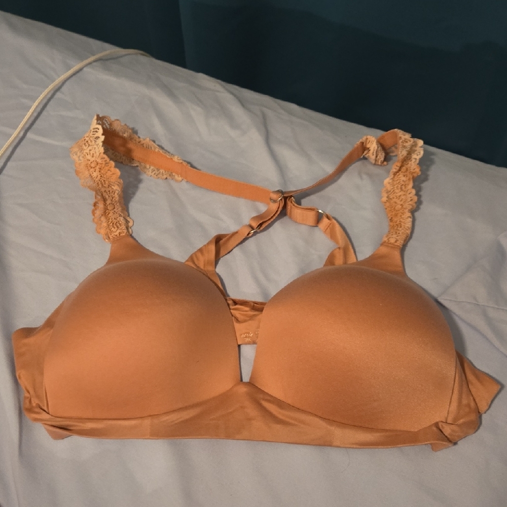 Lace Trimmed Pink Bra
